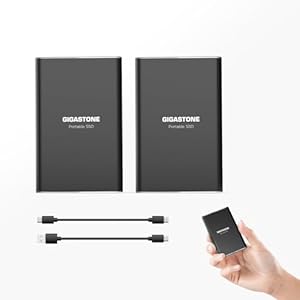 Gigastone Externe SSD 1TB (2er-Pack) bis zu 500MB/s USB 3.2 USB-C Portable Festplatte Solid State Drive 3D NAND Ultradünn Metallgehäuse für PS4 PC Laptop Mac Windows Linux Android Xbox Smart TV