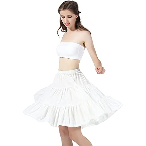 BEAUTELICATE Women's Half Slip 100% Cotton Underskirt Vintage Full Skirt A-Line Petticoat Lace Trim (Ivory - 22'' Length, M) Cover