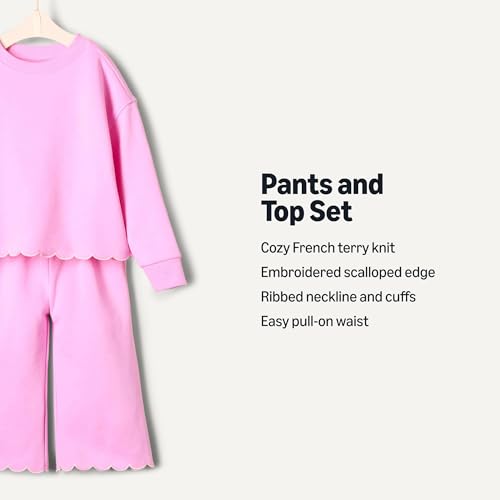 Image of Amazon Essentials x Sofia Grainge Toddlers and Baby Girls' French Terry Sweatshirt Pant and Top Set