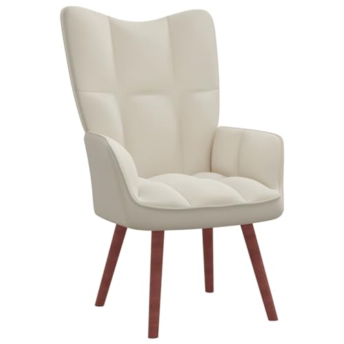 LAPOOH Silla de relajación, Butaca Relax, Sillones para Salas, Sillones Dormitorio, Butacas De Salon Modernas, Sillones Pedicura, de Terciopelo Crema Blanco