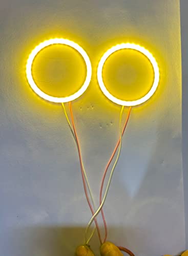 Image of Universal 60MM 2PC /SET Car Bike DRL Daytime Running Light Angle Eyes LED Ring COB Halo Ring Chips Car Angel Eye Yellow