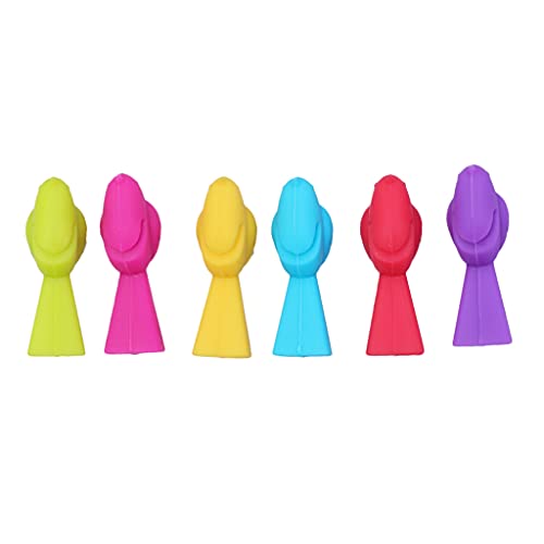 Ldbuejiaja Lot de 6 marqueurs de verre à vin en silicone en forme d'oiseau mignon