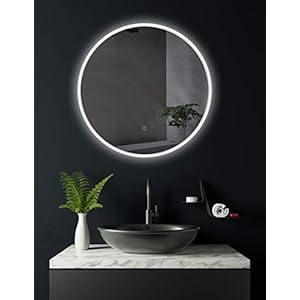 HOKO® badkamerspiegel, 60 cm rond met LED verlichting, badkamerspiegel met rondom licht, energieklasse A+ 019