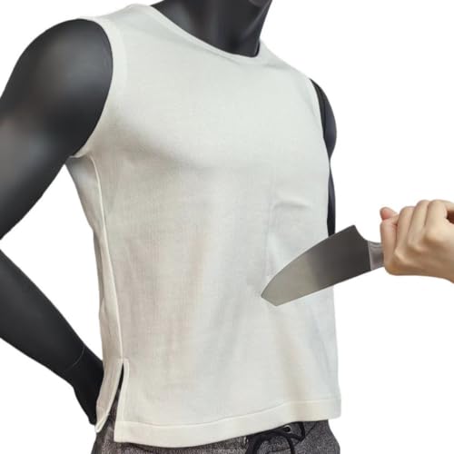 GplHAIN Giubbotto Anti-Taglio Nascosto di Livello 4, Leggero E Traspirante, Gilet Tattico Leggero E Resistente alle Coltellate. White-XL