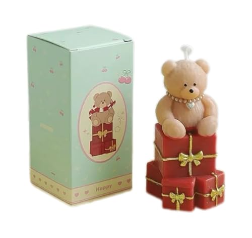 Juego de velas de Navidad, paquete de 4 velas perfumadas, regalos de Navidad, forma de galleta, cera de soja natural, aromaterapia, relleno de calcetines para adultos (Bear02)