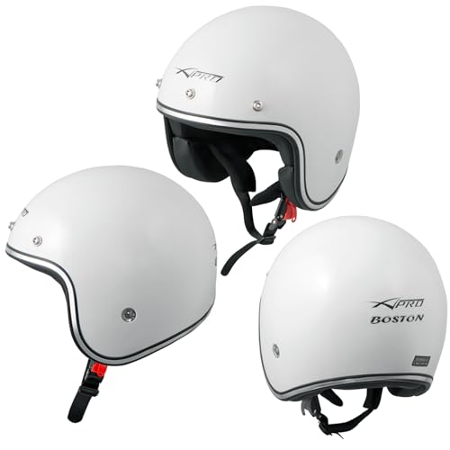 Casco Moto Jet Omologato ECE 22-06 Custom Scooter Naked Bianco Taglia XXL
