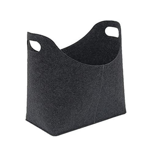 Hsthe Sea Felt Basket for Firewood Log Basket, Felt Carrier for Fireplace Wood, Felt Firewood Bag for Wood, Newspapers, Firewood Felt Bag, 59 x 29 x 40 cm, Grey