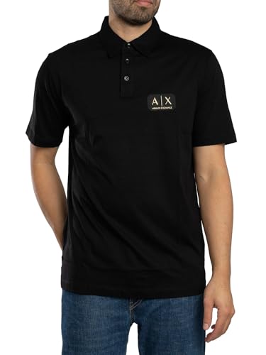 Camiseta polo Armani Exchange para hombre, de algodón jersey con logo en caja, color negro, talla M miniatura 2