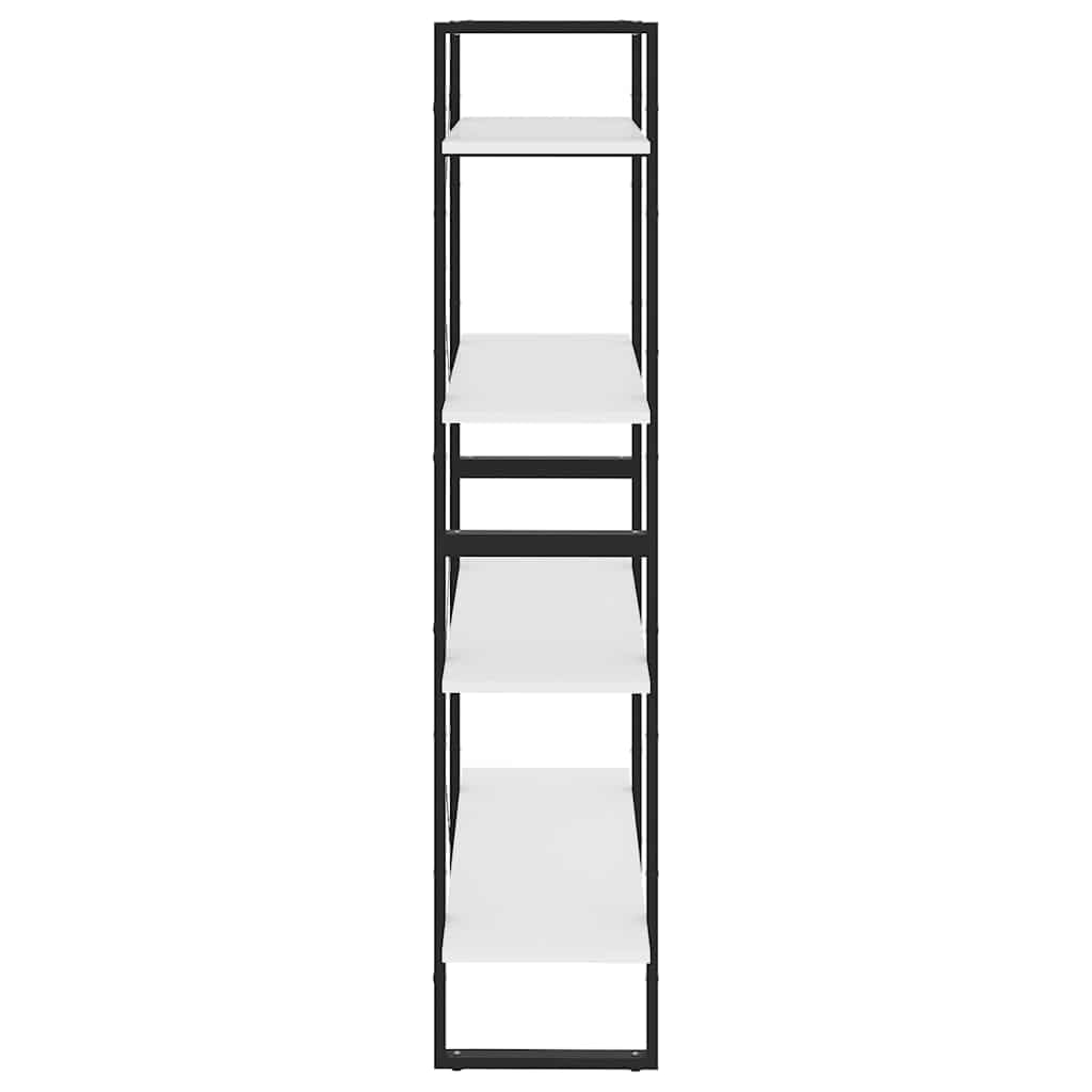 Libreria a 4 scomparti, in legno e metallo, 80 x 30 x 140 cm, con spazio, versatile come divisorio, scaffale per ufficio o soggiorno, salvaspazio e facile da pulire