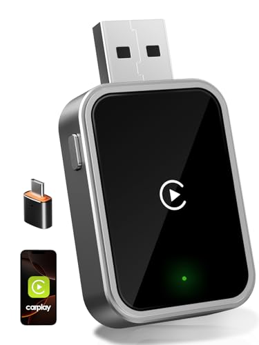 Adattatore Wireless per CarPlay – Upgrade 2026, Adattatore USB/Type-C senza fili, Connessione Veloce e Stabile senza Ritardi, Compatibile con iOS 12+