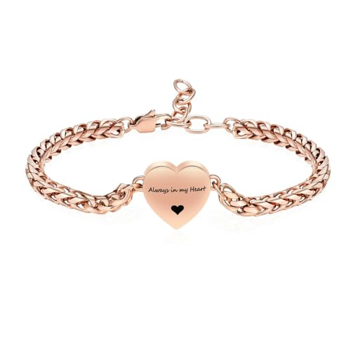 Bracelet urne pour cendres en médaillon cœur noir réglable pour femmes et filles