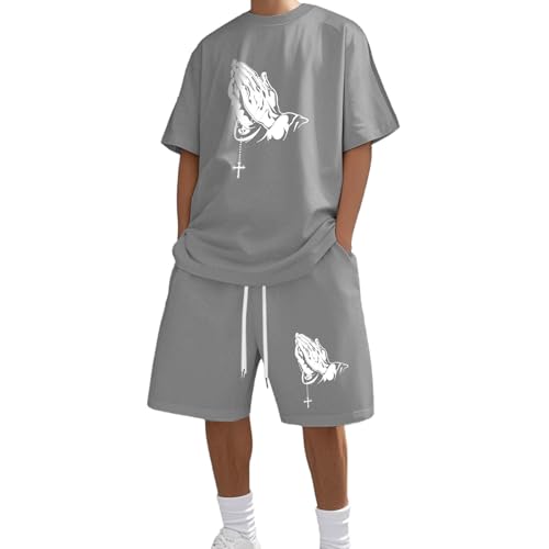 Ensemble t-shirt et short homme imprimé gestuel décontracté en tissu doux du L au XXXL