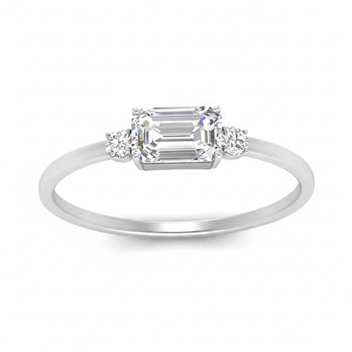 Bague émeraude 3 pierres en argent sterling, le cadeau de naissance et fiançailles idéal