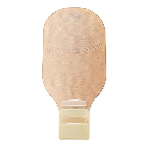 Image of Hollister 8901 CeraPlus Flat 1-Piece 12 inch with Filter Drainable Ostomy Pouching System with Adhesive Border, 10 Pack, Cut-to-Fit up to 2-1 /2 inch (64 mm)- Beige with Viewing Option