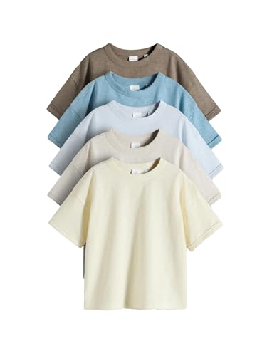 T-Shirt Oversize pour Garcon Manches Courtes Coton Flamme Lot de 5 Pieces