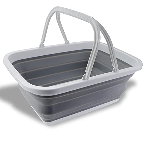 Bassine à linge pliable, bol à vaisselle pliable avec poignées, bac à linge pliable pour camping en plein air, voyage, cuisine et caravane, récipient de rangement peu encombrant