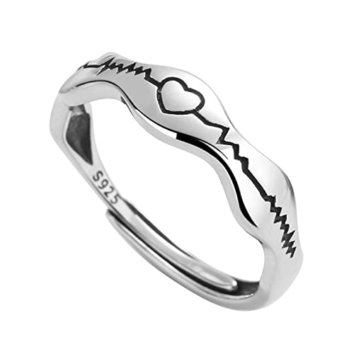 Agobel Bague+Couple, Bague Femme 925 Argent Bague Reglable Argent 925 Battement De Coeur Gravure Gratuite Cover