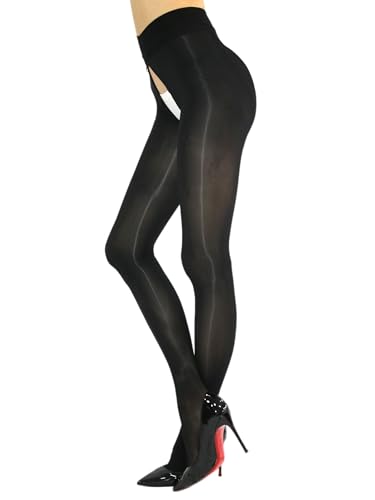 Women's Super Sexy Tights Shiny Sheer Pantyhose Control Top Stocking 8D Gloss Pantyhose Crotch with zipper