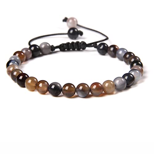 Branets Pulsera de cuentas, pulsera de piedra preciosa natural de 6 mm para mujer, pulsera de cristal ajustable para pulseras de piedra de la suerte, joyería Cover