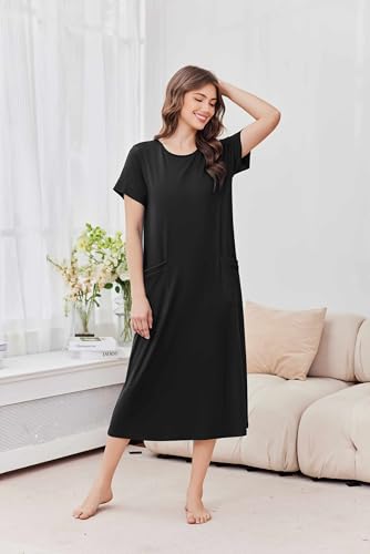 Ekouaer Long Nightgowns for Women Soft House Dress Plus Size Moo Moos - image 4