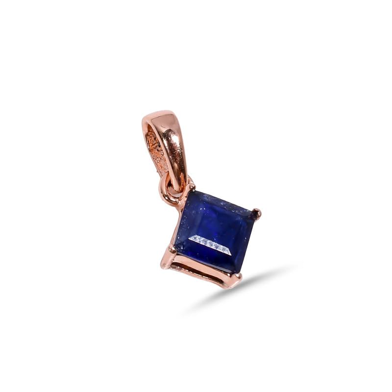 Collier pendentif saphir bleu pierre précieuse naturelle argent 925