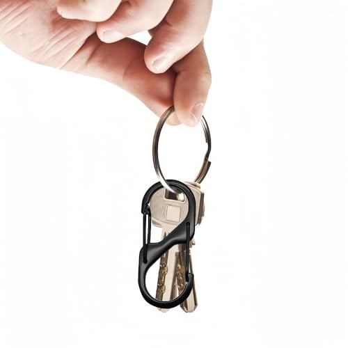 10 Stück S Karabiner Mini Karabinerhaken Metall Doppelkarabiner 8 Förmiger 2 Öffnungen 30mm Karabiner Klein für Outdoor Camping Zuhause Wandern Schwarz