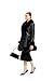 GRAN ORIENTE Women's Faux Leather Long Trench Jacket with Faux Fur Collar, Winter Warm Lined Trim Parka Coat with Belt (GK166 Black L)