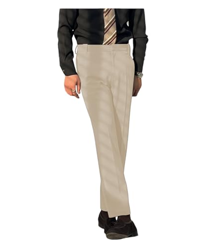 Men's Business Dress Pant Trousers Classic Slim Fit Elasticated Waist Suit Pants