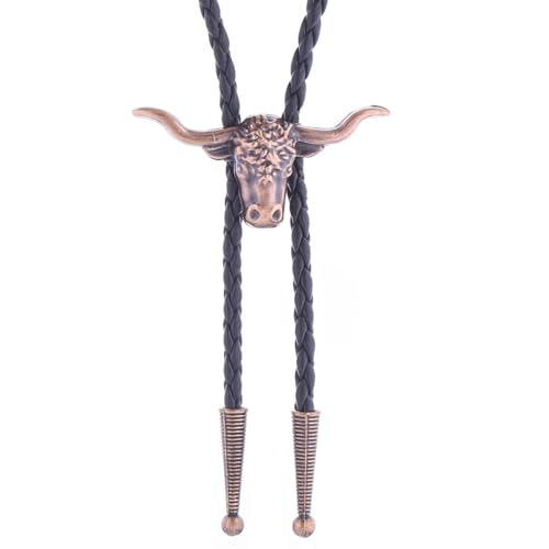 Image of HUABOLA CALYN Native American Bolo tie Rodeo Cowboy Leather Necktie Western Bolo ties for Men Women Necktie for Concert Fans