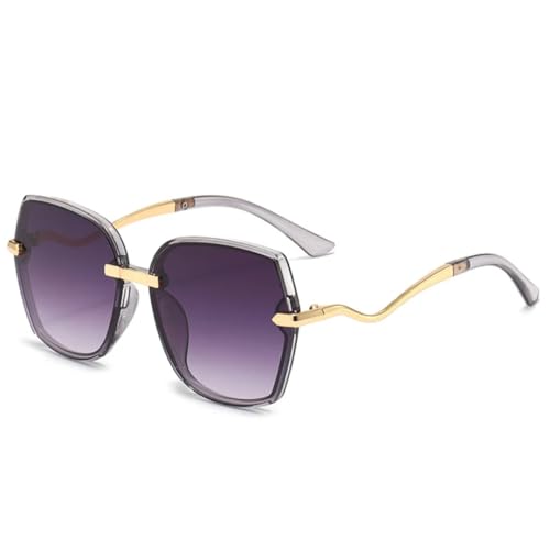 Lunettes de soleil surdimensionnées en métal gris avec monture papillon