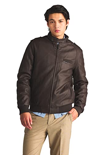 Members Onlyレザージャケット ブラウン Members Only Men's Faux Leather Iconic Racer Jacket (Dark Brown
