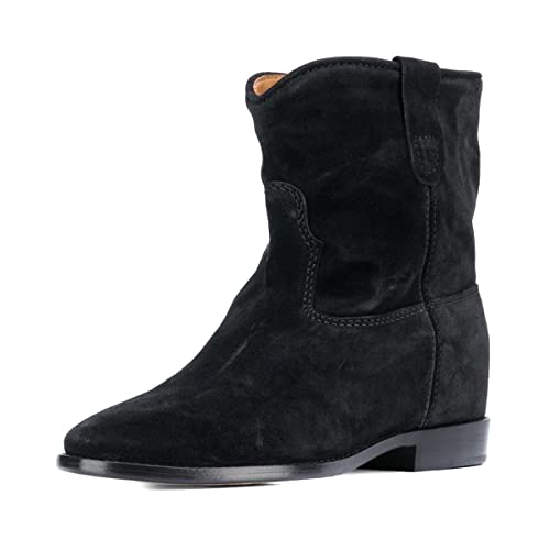 YDN Women Dressy Cowboy Boots Almond Closed Toe Flats Pull On Booties Chunky Low Heels Shoes Party Daily Size 4-15 US