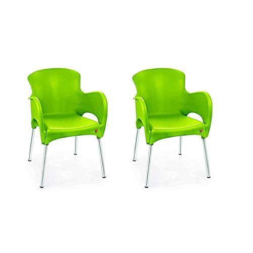 Image of CELLO Xylo Chair Set Pack of 2 - Green | Strong and Durable | Easy to Clean | Chair for Living Room, Bed Room, Kitchen, Office Room, Outdoor | 3 Years Warranty