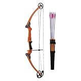Genesis Original Compound Bow & Arrow Kit- Adjustable Riser, 15'-30' Draw Length, 10-20 lb Draw Weight, All Skill Levels, Draw Hand - Left, Orange
