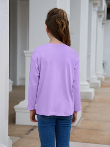 Girls Long Sleeve T Shirts Kids Plain Tops Basic Crewneck Tees 5-14 Years2