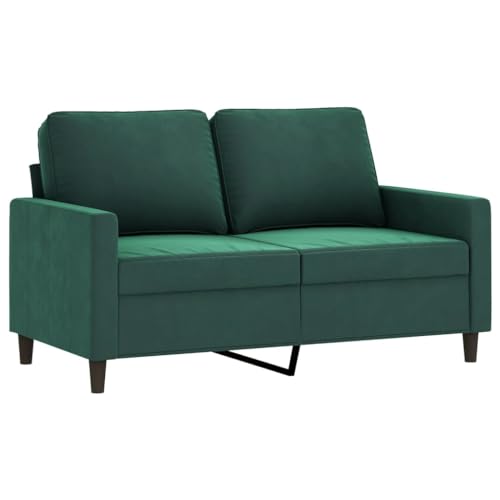 vidaXL Sofá de 2 Plazas, Sofá con Cojines Traseros, Sofá Tapizado de 2 Personas, Asiento Biplaza para Salón, Terciopelo Verde Oscuro