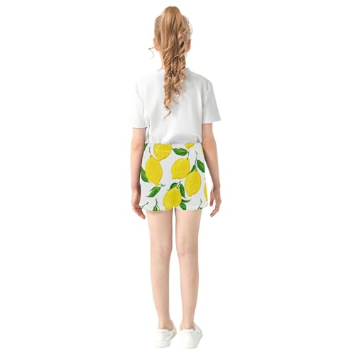 Girls Lounge Shorts Yellow Lemons Print Kids Athletic Summer Pajama Sleep Shorts Cute Activewear, X-Small3