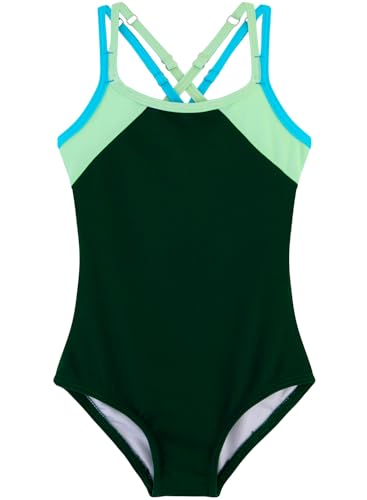 Image of Belovance Girls Swimsuit One Piece Swimwear Adjustable Straps Back Cutout Athletic Sport Kids Tween Bathing Suit 5-14 Years