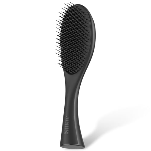 Image of SILKIE Miracle Detangling Multipurpose Hairbrush Styling Detangler Soft Bristles Brush for Dry & Wet Hair Glide Through Tangles All Hair Types Curly Natural Everyday Brushing (Black Velvet)