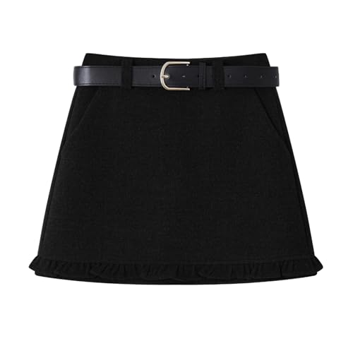 Women's Tweed Mini Skirt Fall Winter High Waist A-Line