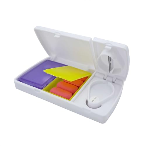 Image of Pill Tablet Cutter, Portable Perfect Travel Partner Pill Tablet Medicine Storage Compartment Box with Sharp Blade Cutter, Medicine Splitter Divider