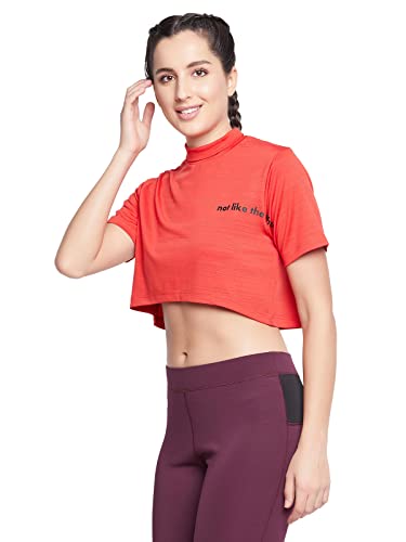 Image of Clovia Women's Comfort-Fit Active Crop Top - Yellow