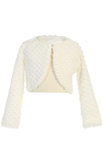 Made in USA - White Cardigan for Girls - Faux Fur Sweaters for Girls - Dress Bolero for Toddler - Baby Kids Shrug