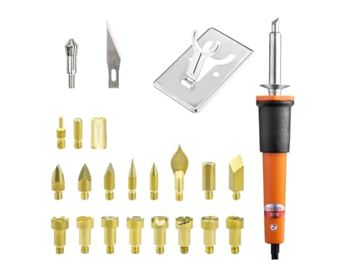 Image of AASONS 23pc Wood Burning Tool Kit, Woodburning Pyrography Pen, Electric Hot Knife Cutter Burner For Cutting Carving Soft Thin Foam Cloth Embossing Ideal For Wood, Leather Scalding, Home DIY Welding.
