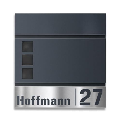 Metzler Briefkasten mit Edelstahl-Namensschild Svena in RAL 7016...