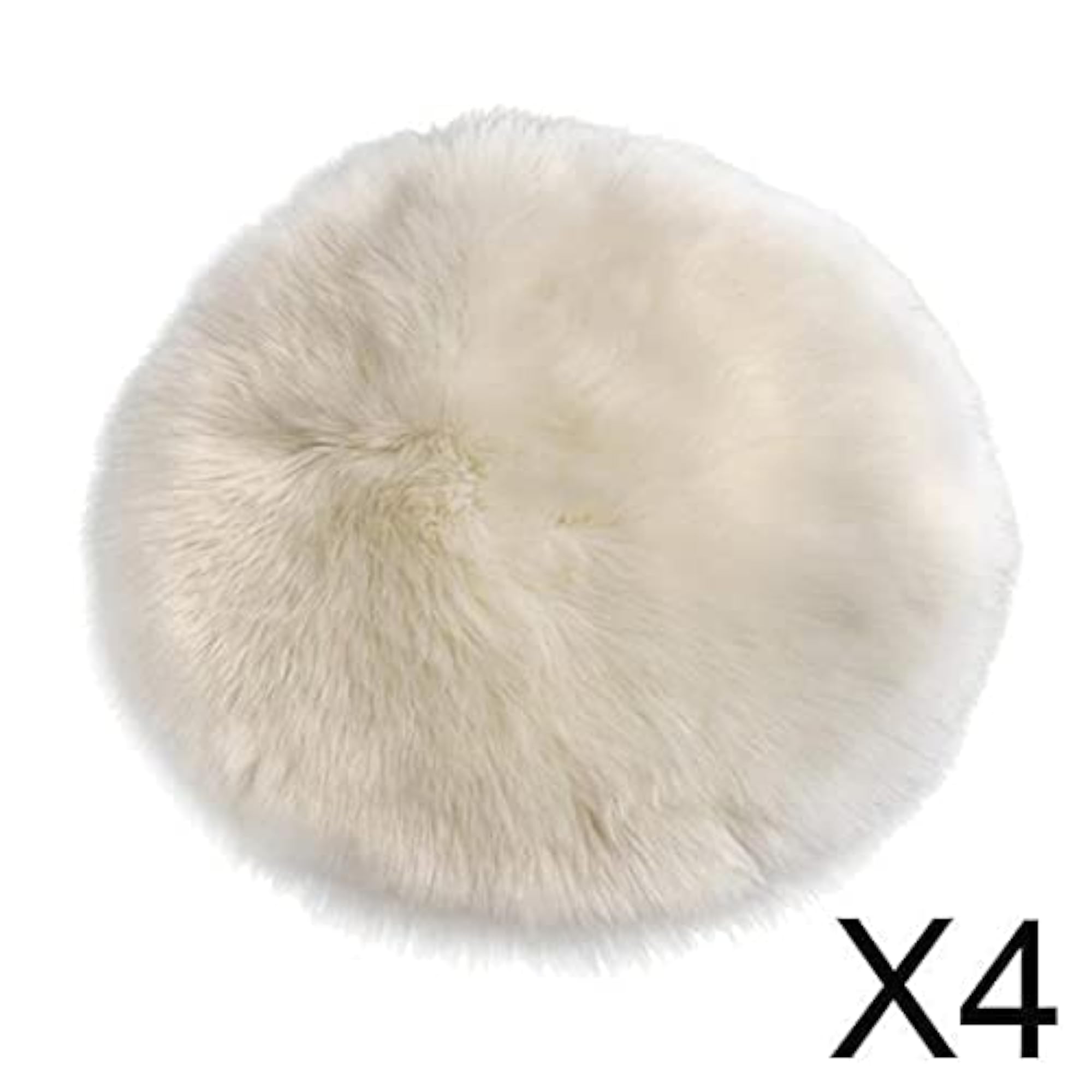 Faux Fur Seat Cushion Pad, White 33cm