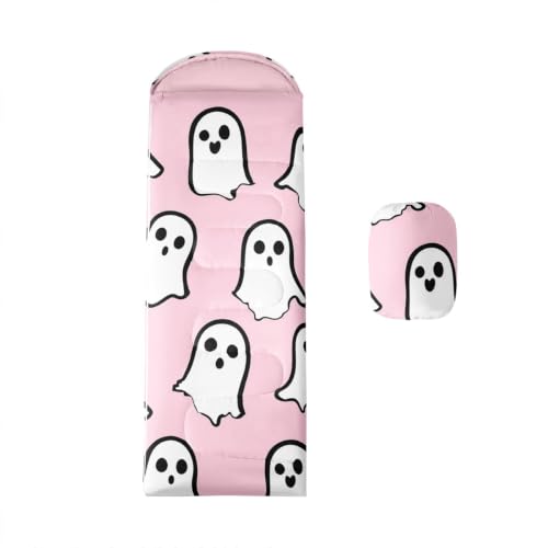 Feelyou Bolsa de Dormir Infantil Halloween con Diseño de Fantasma, Portable, Impermeable, Ligera, Tamaño Niños a Adultos, 3 Temporadas, Rango 41°F a 77°F miniatura 1
