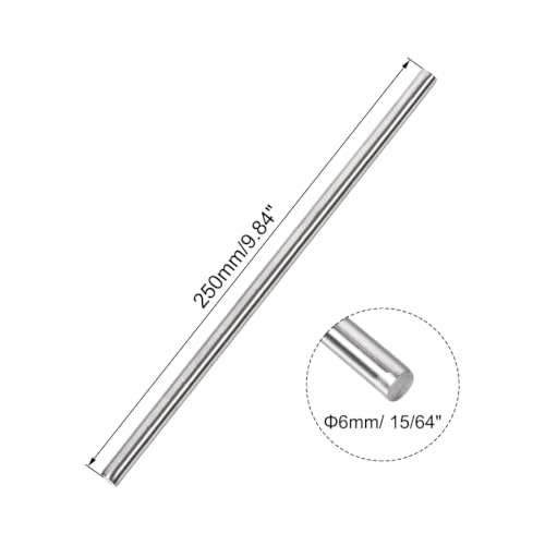 Image of uxcell 6mm x 250mm 304 Stainless Steel Solid Round Rod for DIY Craft - 2pcs