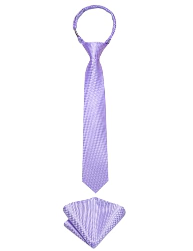 Image of Hi-Tie Boys Tie Pre-Tied Pocket Square Set Adjustable Kids Neckties Age 7-11 Years School UniForm Graduation