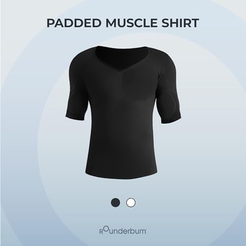 Rounderbum Men’s Padded Tech Shoulder T-Shirt – Stealth Muscle Tee with Removable Pads for Enhanced Delts, 1 Color3